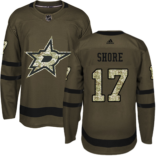Adidas Stars #17 Devin Shore Green Salute to Service Stitched NHL Jersey - Click Image to Close